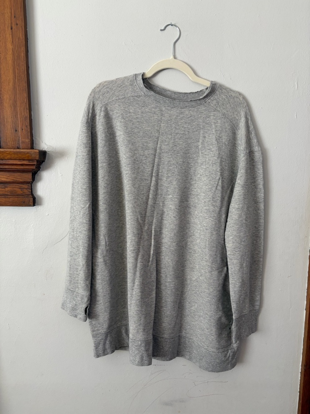Free People We The Free Oversized Tunic Top Gray Long Sleeve Side Slit Longline